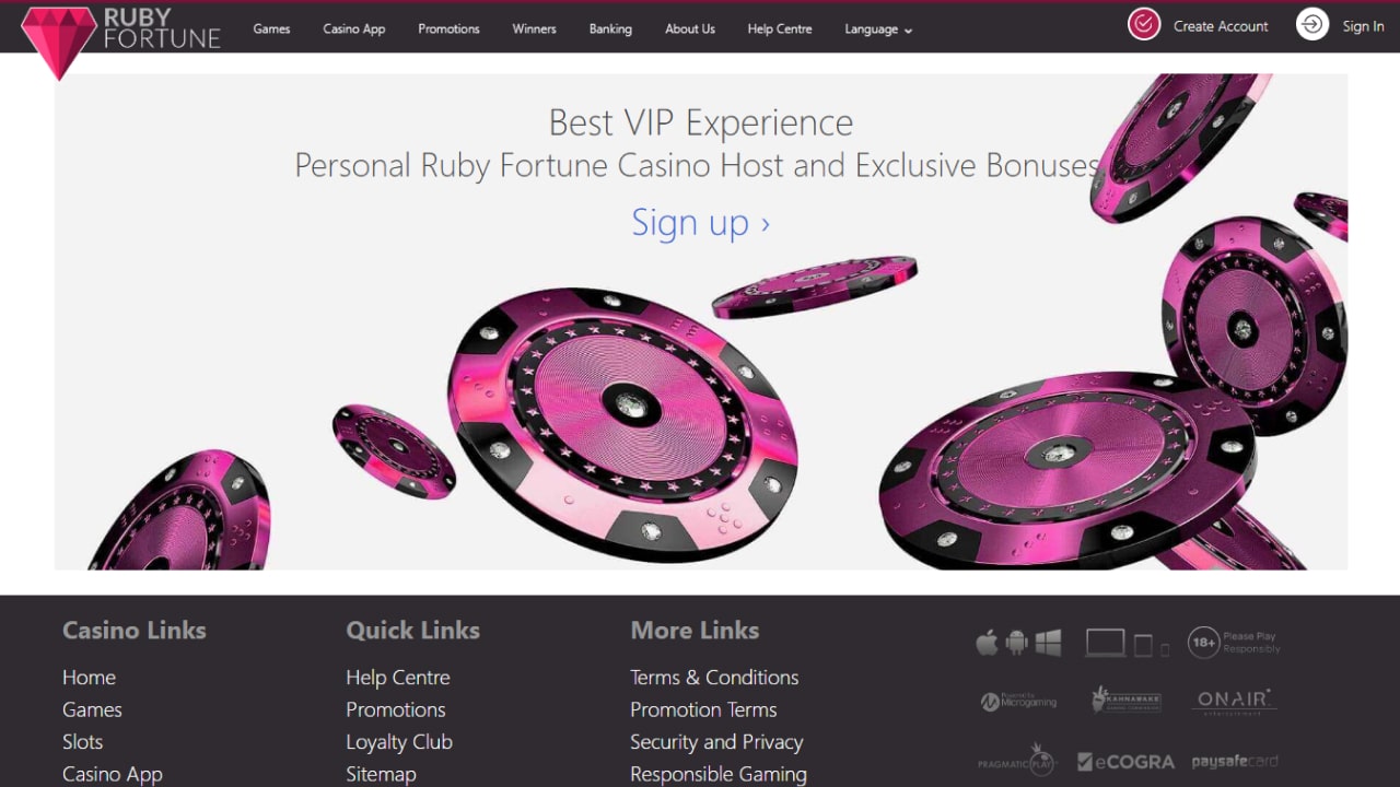 Ruby Fortune bonuses