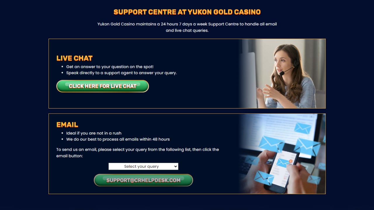 Yukon Gold Casino customer support