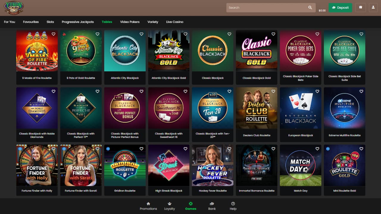 Yukon Gold Casino online games