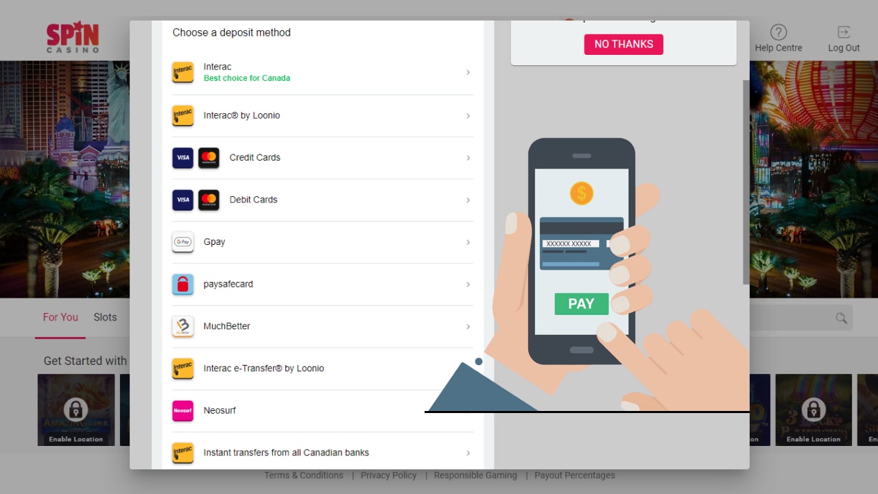 Spin Casino Payment Options