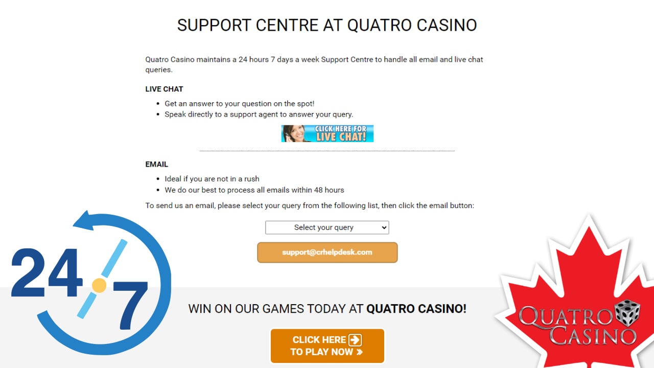 Support services at quatro casino